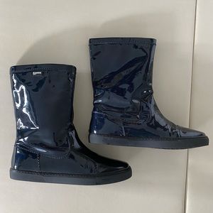 JIL Sander Navy Patent Leather Boots Navy Blue EU Size 39